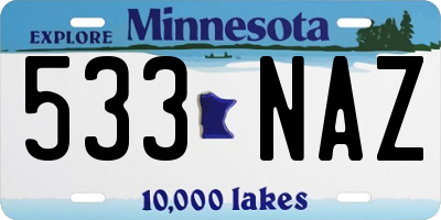MN license plate 533NAZ