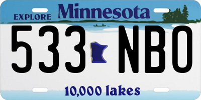 MN license plate 533NBO