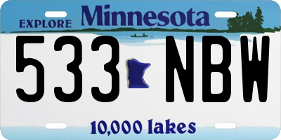 MN license plate 533NBW