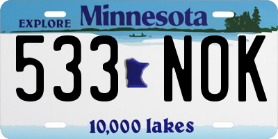 MN license plate 533NOK