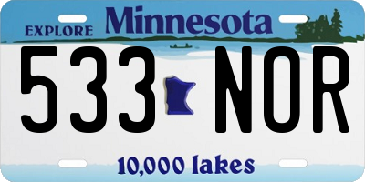 MN license plate 533NOR