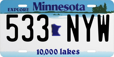 MN license plate 533NYW