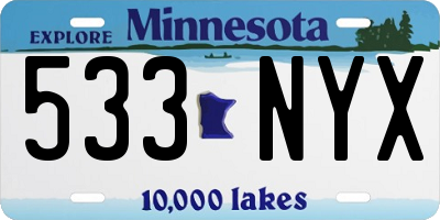 MN license plate 533NYX