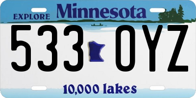 MN license plate 533OYZ