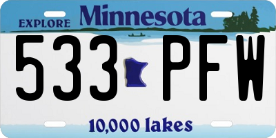 MN license plate 533PFW