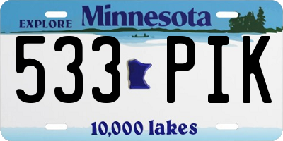 MN license plate 533PIK