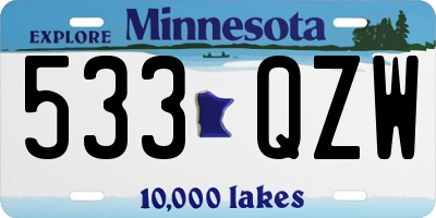 MN license plate 533QZW