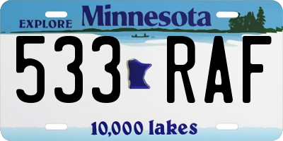 MN license plate 533RAF