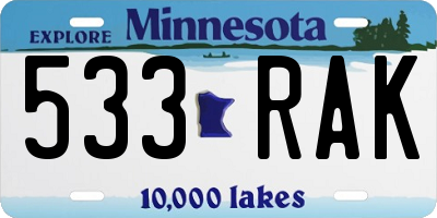 MN license plate 533RAK