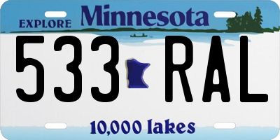 MN license plate 533RAL