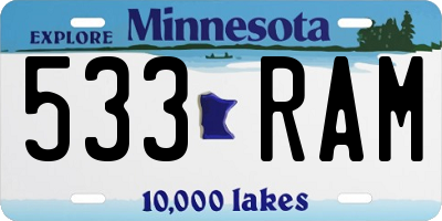 MN license plate 533RAM