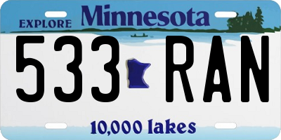 MN license plate 533RAN