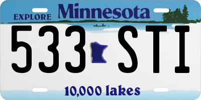 MN license plate 533STI