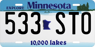 MN license plate 533STO