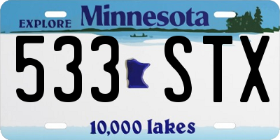 MN license plate 533STX