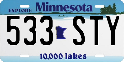 MN license plate 533STY