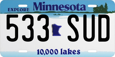 MN license plate 533SUD