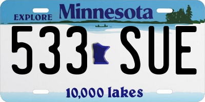 MN license plate 533SUE