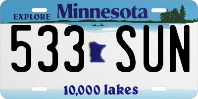 MN license plate 533SUN