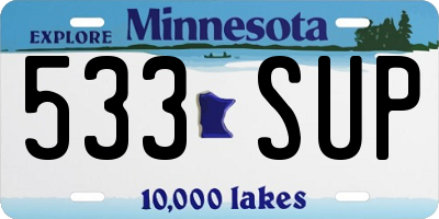 MN license plate 533SUP