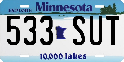 MN license plate 533SUT