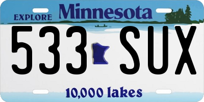 MN license plate 533SUX