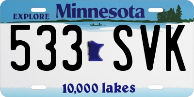 MN license plate 533SVK