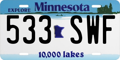 MN license plate 533SWF