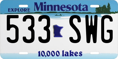 MN license plate 533SWG