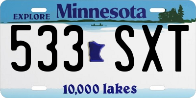 MN license plate 533SXT