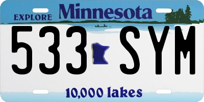 MN license plate 533SYM