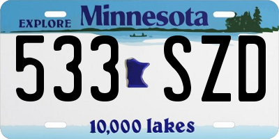 MN license plate 533SZD