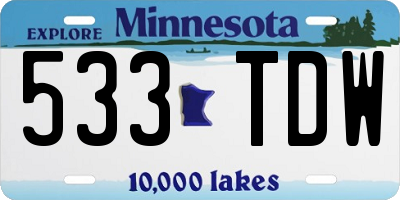 MN license plate 533TDW