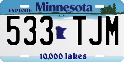 MN license plate 533TJM