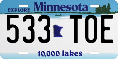 MN license plate 533TOE