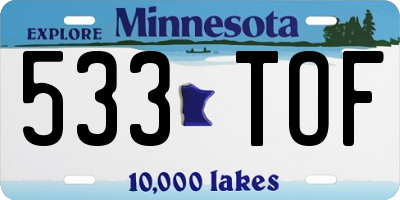 MN license plate 533TOF