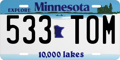 MN license plate 533TOM