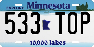 MN license plate 533TOP
