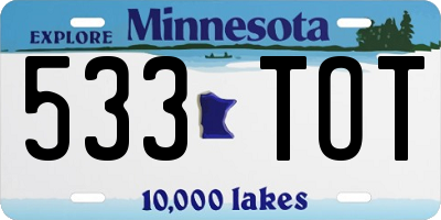 MN license plate 533TOT