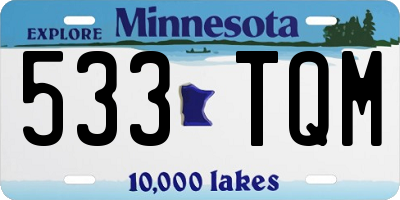 MN license plate 533TQM