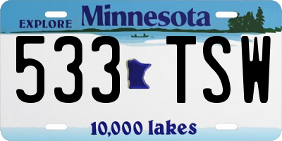 MN license plate 533TSW