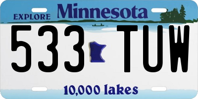 MN license plate 533TUW