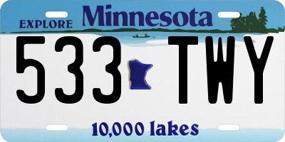 MN license plate 533TWY