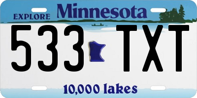MN license plate 533TXT