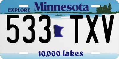 MN license plate 533TXV