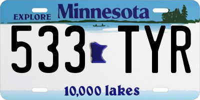 MN license plate 533TYR