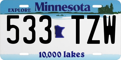 MN license plate 533TZW