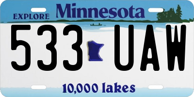 MN license plate 533UAW