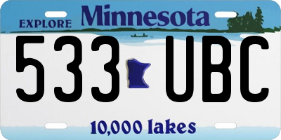 MN license plate 533UBC