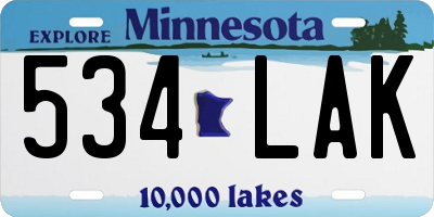 MN license plate 534LAK